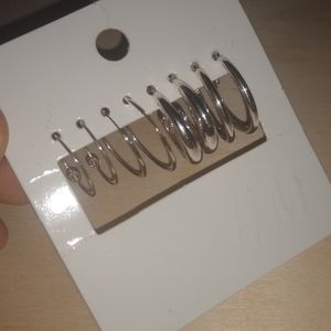New H&M Small Hoop Set Cute Girly Earrings Silver